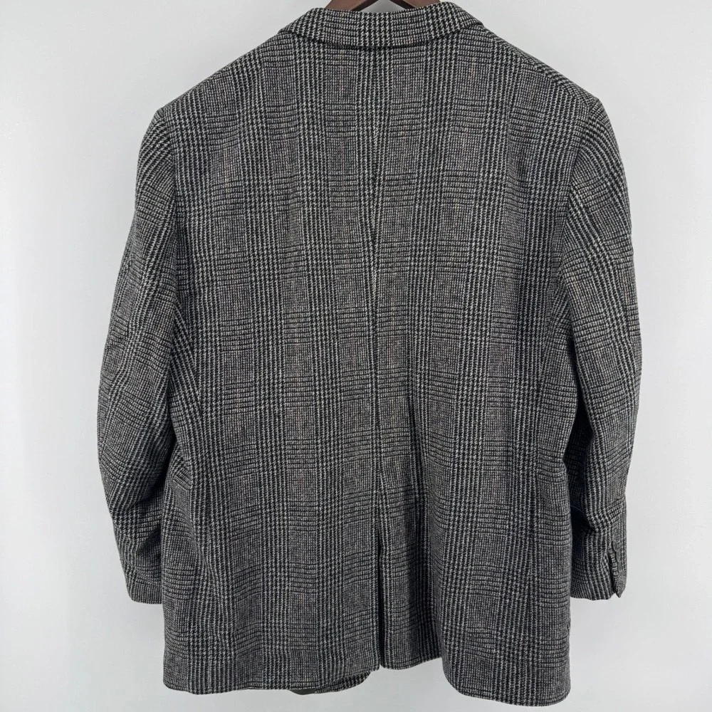 Hart Schaffner Marx Blazer Mens 48S Grey Glen Plaid Pure Virgin Wool Sport Coat